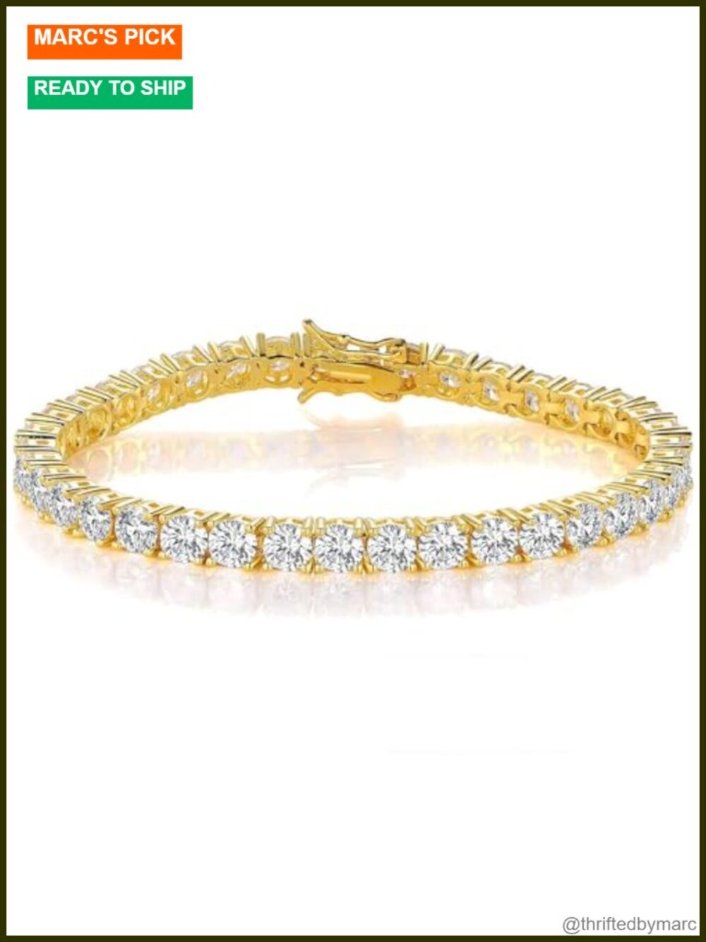 4mm Round Cut Cubic Zirconia Tennis Bracelet 18K Yellow Gold Plated